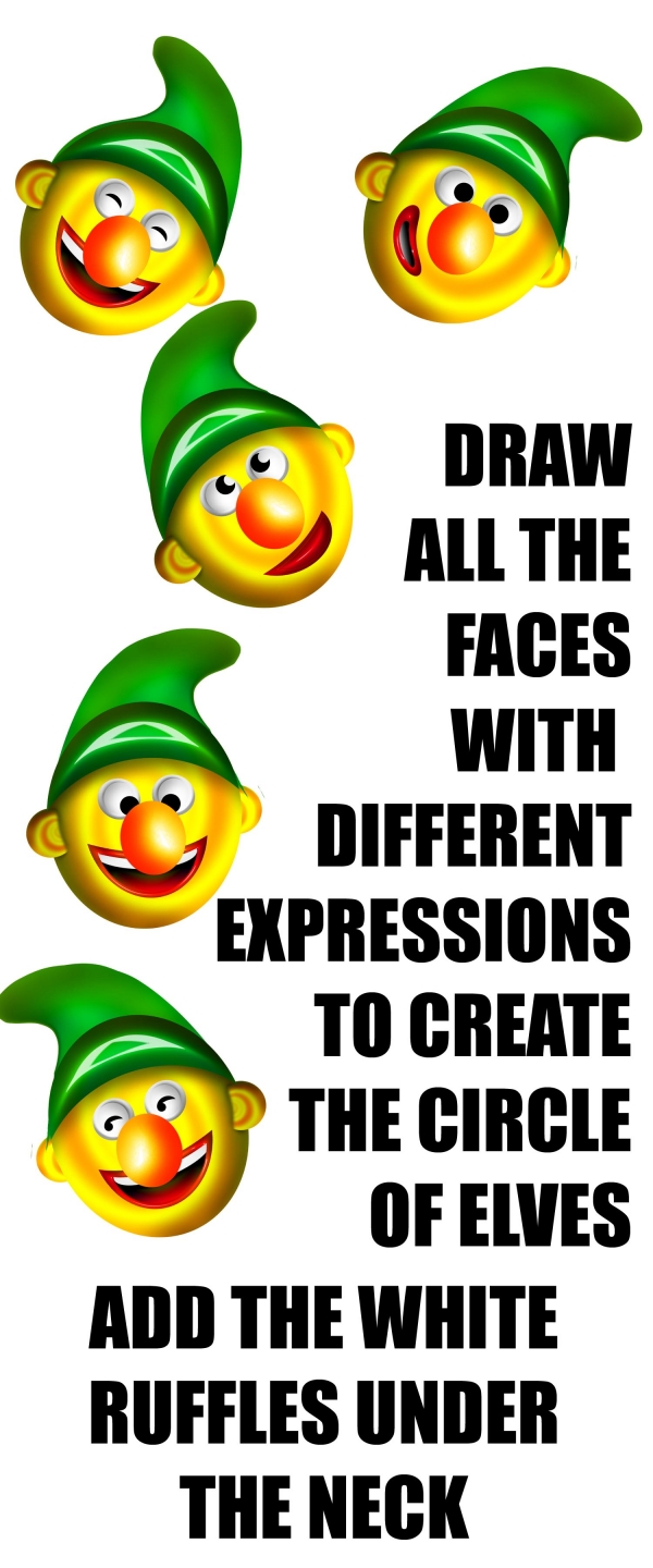 Creation of 5 Elves at Christmas: Step 4